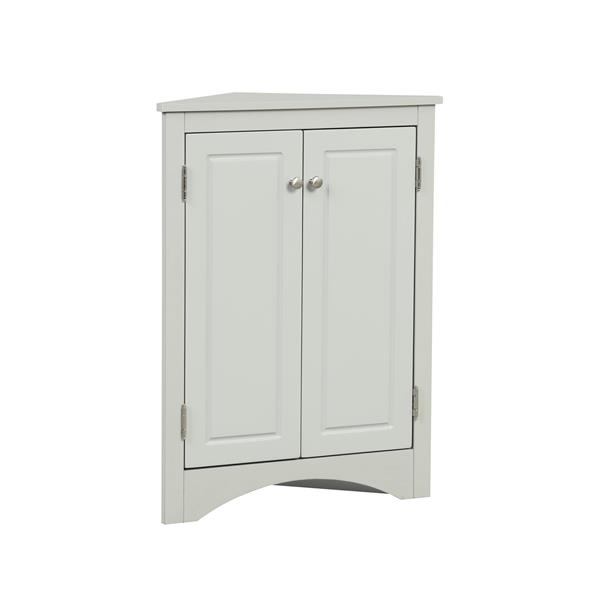 Grey Triangle Bathroom Storage Cabinet with Adjustable Shelves, Freestanding Floor Cabinet for Home Kitchen