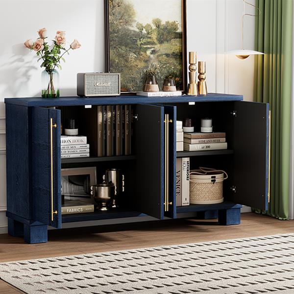 Wood Traditional Style Sideboard with Adjustable Shelves and Gold Handles for Kitchen, Dining Room and Living Room (Antique Navy)