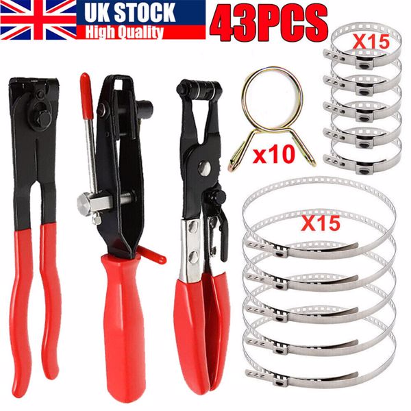 43Pcs Universal CV Boot Clips Kit Stainless Steel & CV Joint Crimp Clamp Pliers