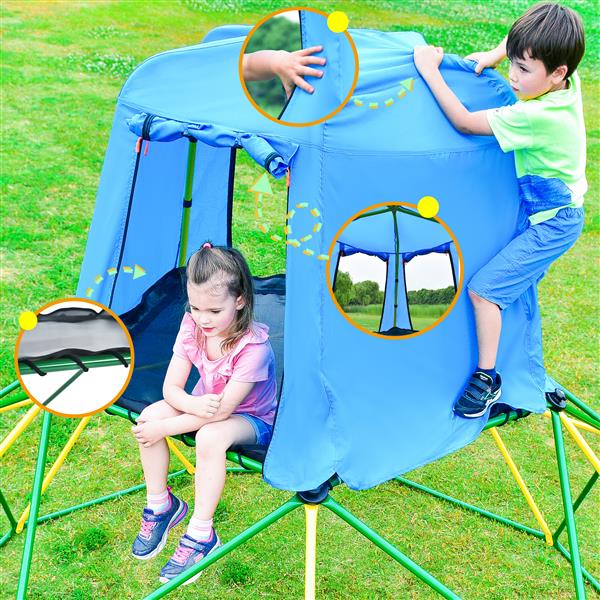 Kids Climbing Dome with Canopy and Playmat - 10 ft Jungle Gym Geometric Playground Dome Climber Play Center, Rust & UV Resistant Steel Supporting 1000 LBS