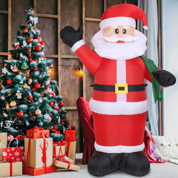 6.4ft Inflatable Christmas Giant Santa Claus Blow up Light up Santa Claus with LED Lights Gift Bag IPX4 Waterproof Christmas Outdoor Yard Lawn Holiday Decoration Xmas Kid Gift