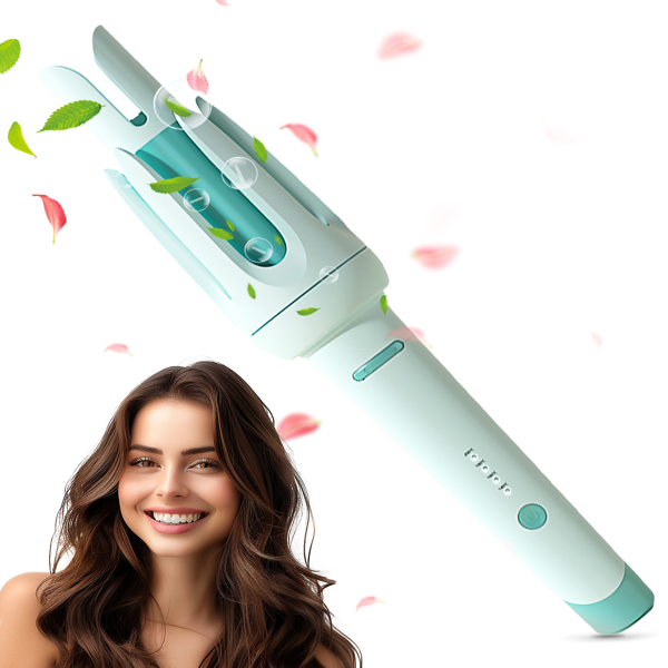 Auto Hair Curler, Automatic Curling Iron with 4 Temperature & 3 Timer, Automatic Shut-Off, Anti-Scald, Anti-Tangle Rotating Curling Wand for Hair Styling, Blue(No shipments on weekends)