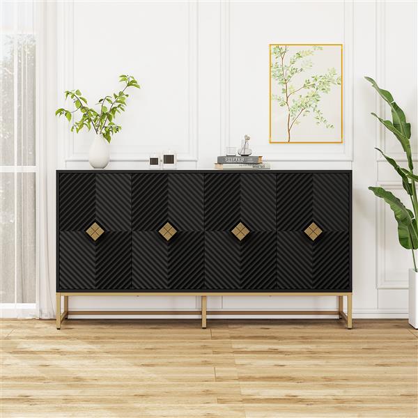 Carved 4 Door Sideboard ,Sideboard Buffet Cabinet With Storage ,Modern Coffee Bar Cabinet With  Adjustable Shelf For Living room,Diningroom,Kitchen