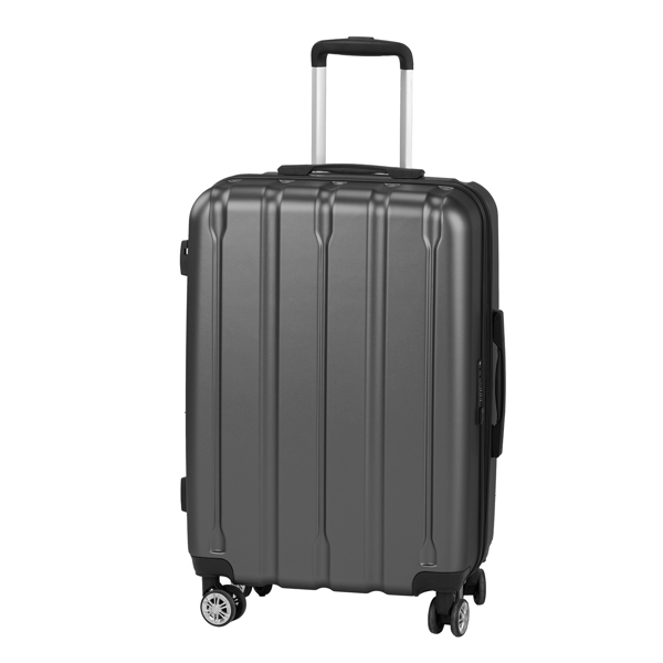 FCH 3-in-1 suitcase vertical stripes trolley case 20in 24in 28in ABS PC classic color 02-dark gray