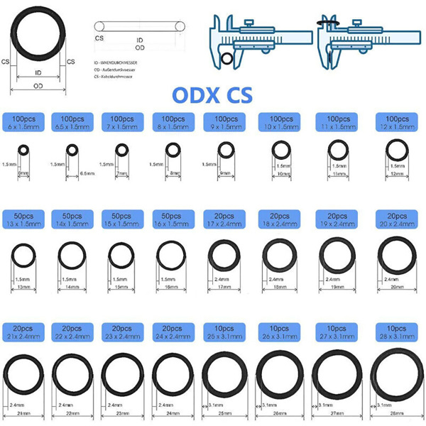 O Ring Sortiment Gummi Dichtringe Set O-Ringe Oring Dichtung 1200 Stück 6-28mm