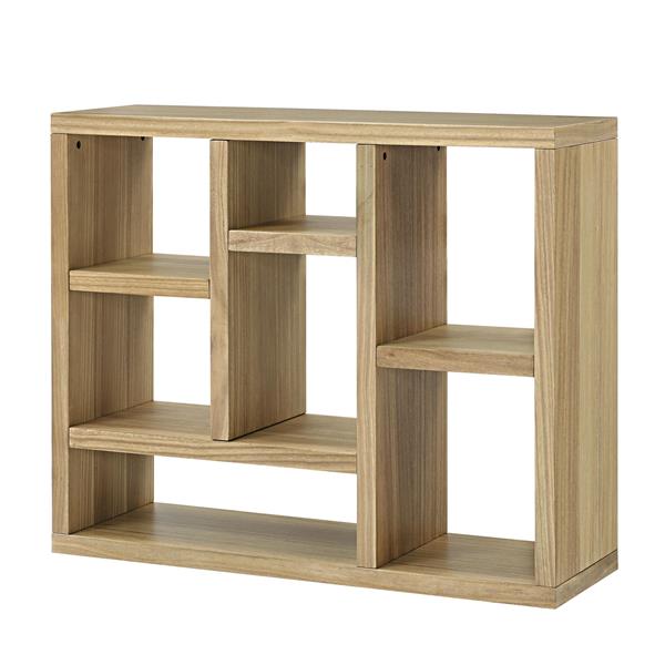 Open Wooden Open Shelf Bookcase,  Display Storage Cabinet with 7 Cube Storage Spaces, Floor Standing Bookshelf, Entryway, Living Room Storage Cabinet