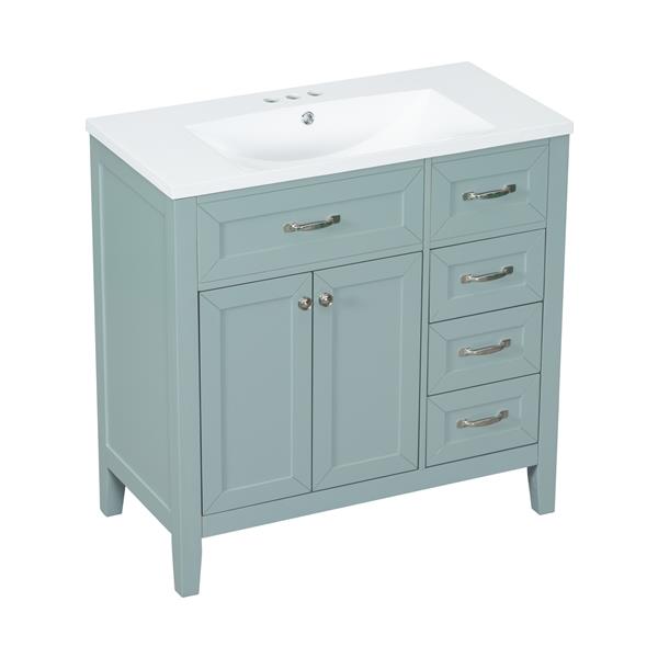 36" Bathroom Vanity with Sink Combo, Green Bathroom Cabinet with Drawers, Solid Frame and MDF Board