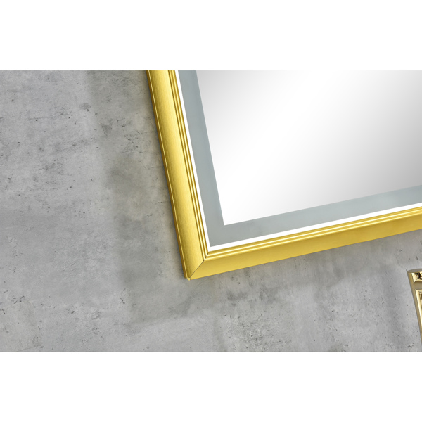 42x24 Inch LED Frontlit Bathroom Mirror with Metal Frame, Wall Mounted Vanity Mirror with Smart Touch Button, Anti-Fog, Memory Function, 3 Colors, Stepless Dimmable Makeup Mirror(Horizontal/Vertical)