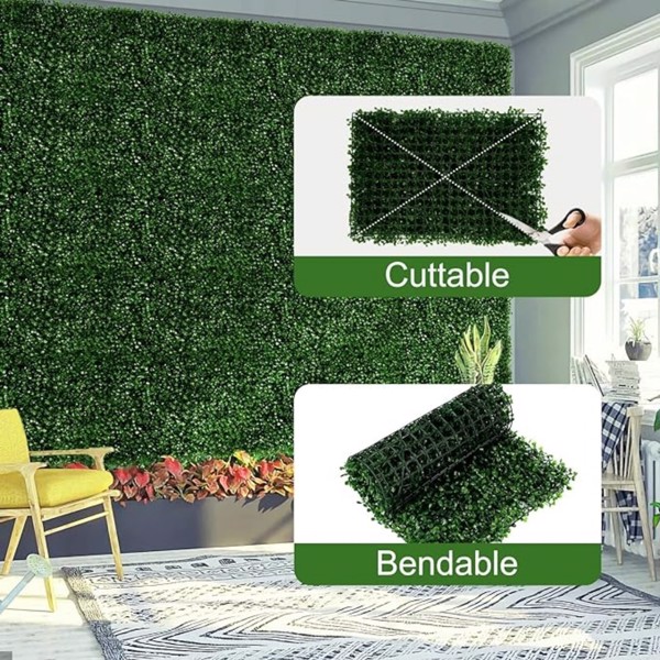 24 pieces of 23.6 "x 15.75 " artificial boxwood boards, grass wall panels, boxwood fence panels, UV protection suitable for artificial green wall decoration, fence garden wedding backyard decoration