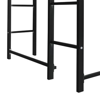 Twin Metal Loft Bed with 2 Shelves and one Desk ,BLACK