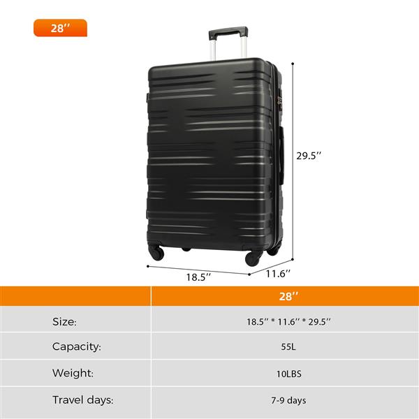 Luggage with TSA Lock Spinner Wheels Hardside Expandable Luggage Travel Suitcase Carry on Luggage ABS 28"