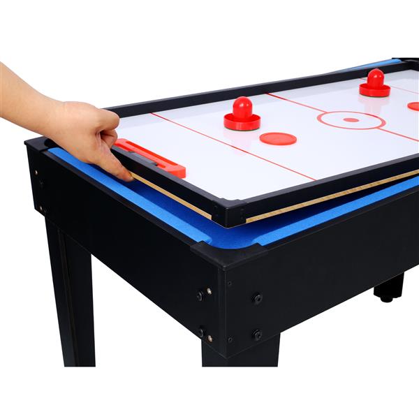 5-in-1 Multi-Game Table - Billiards, Push Hockey, Foosball, Ping Pong, and Basketball black/blue