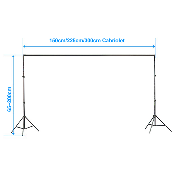 S-8 2 * 3m Foldable Background Stand with 6 Fish Mouth Clips and 2 Sandbag Iron Black Photography Stand