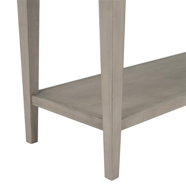 Classic Retro Style Console Table with Three Top Drawers and Open Style Bottom Shelf, Easy Assembly (Gray Wash)