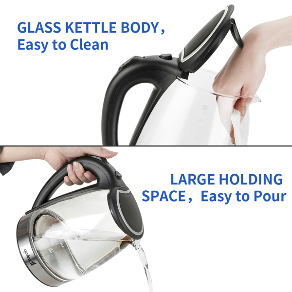 【Old Code：93541003】 ZOKOP HD-1857-A 110V 1200W 1.8L Electric Glass Kettle US Plug