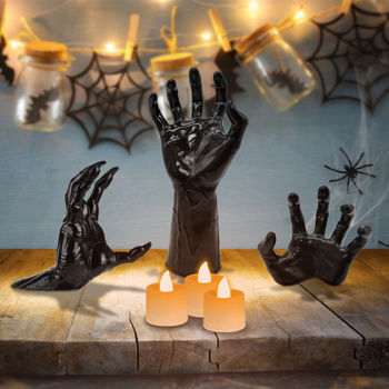 3Pcs Creepy Reaching Hands With Lighted Candles Wall Mounted Halloween Decoration Witch Devil Hand Aesthetic Goth Gothic Life-Sized Horror Hands Hanging Sculpture