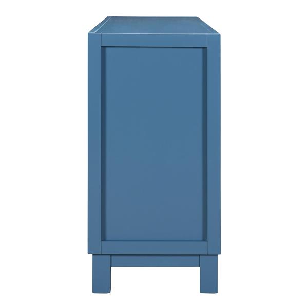 Large Storage Space Sideboard, 4 Door Buffet Cabinet with Pull Ring Handles for Living Room, Dining Room (Navy)