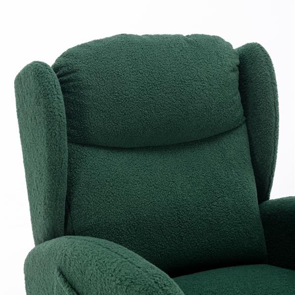 Fabric Rocking Chair With Packet Wood Legs,Green