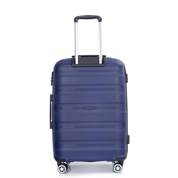 Hardshell Suitcase Spinner Wheels PP Luggage Sets Lightweight Durable Suitcase with TSA Lock,3-Piece Set (20/24/28) ,Navy