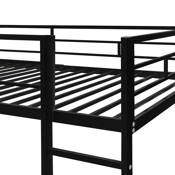 Twin Metal Loft Bed with 2 Shelves and one Desk ,BLACK