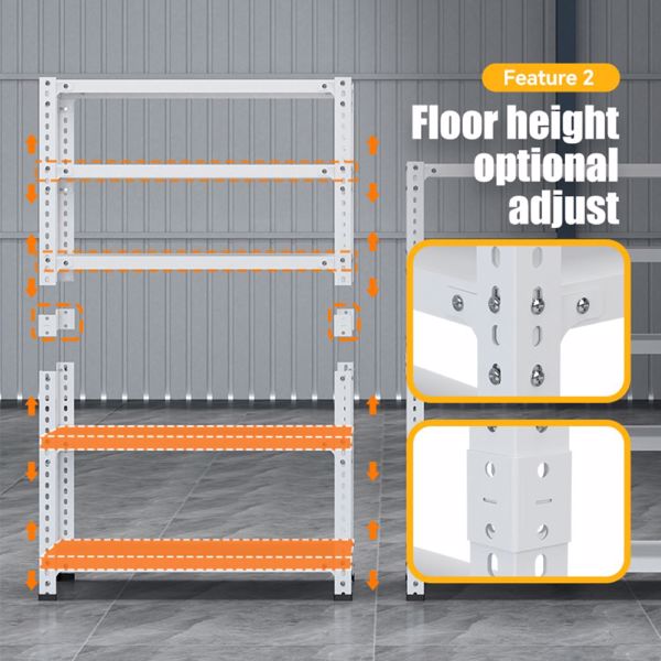 Household storage rack, adjustable display rack, basement balcony storage rack, carbon steel storage rack, 120cm * 50cm * 180cm, five floors (white) 