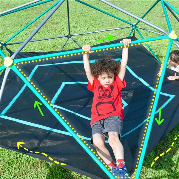 13ft Geometric Dome Climber Play Center, Kids Climbing Dome Tower with Hammock, Rust & UV Resistant Steel Supporting 1000 LBS