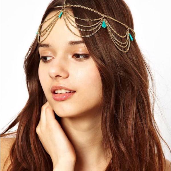 Retro trend headdress Bohemian turquoise tassel headband ethnic style all-match headband