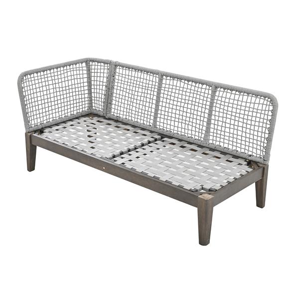 Modern 5-Person Outdoor Seating Group with Cushions Rope Waved Patio Sofa Set for Garden, Lawn, Poolside, L-Shaped, Gray+Beige