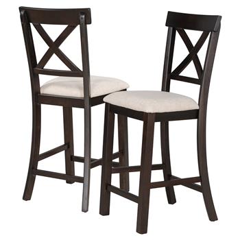 6-Piece Counter Height Dining Table Set Table with Shelf 4 Chairs and Bench for Dining Room (Espresso)