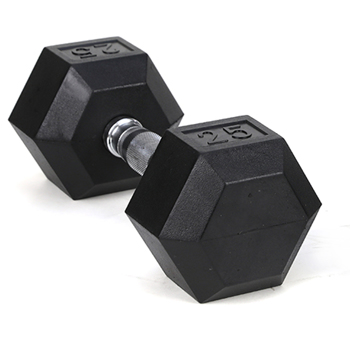 25LB (1piece)HDRS  Rubber Coated Solid Cast Iron Dumbbell with Contoured Chrome Handle, Hexagon Head