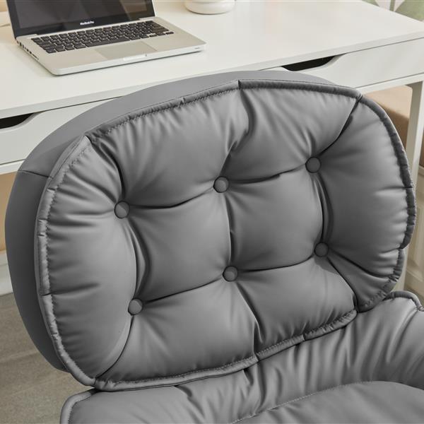 Armless-Office Desk Chair with Wheels: PU Leather Cross Legged Wide Chair,Comfortable Adjustable Swivel Computer Task Chairs for Home,Office,Make Up,Small Space,Bed Room