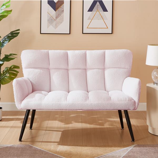 52'' Small Loveseat Sofa, Couch 2-Seater with Quilting Backs for Living Room, Bedroom and Small Space(COLOR:PINK)