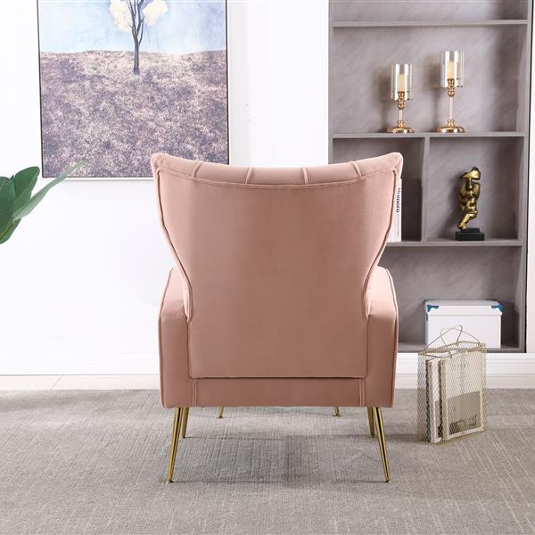 Modern Accent Chair with Ottoman,  Comfy  Armchair for Living Room, Bedroom, Apartment, Office (Pink)