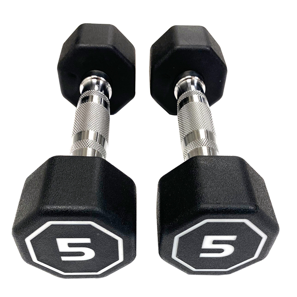 APOLLO IR3920 Premium Octagonal Dumbbell, Large Numbers, Hard Chrome Plated Handle Dumbbells to Assist with Push-Ups, 5 lbs set of 2  5LB