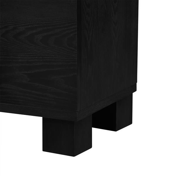 Wood Traditional Style Sideboard with Adjustable Shelves and Gold Handles for Kitchen, Dining Room and Living Room (Black)