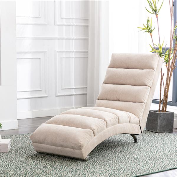 Linen Chaise Lounge Indoor Chair, Modern Long Lounger for Office or Living Room