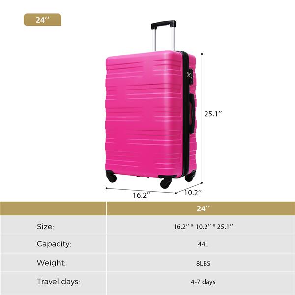 Luggage with TSA Lock Spinner Wheels Hardside Expandable Luggage Travel Suitcase Carry on Luggage ABS 24"