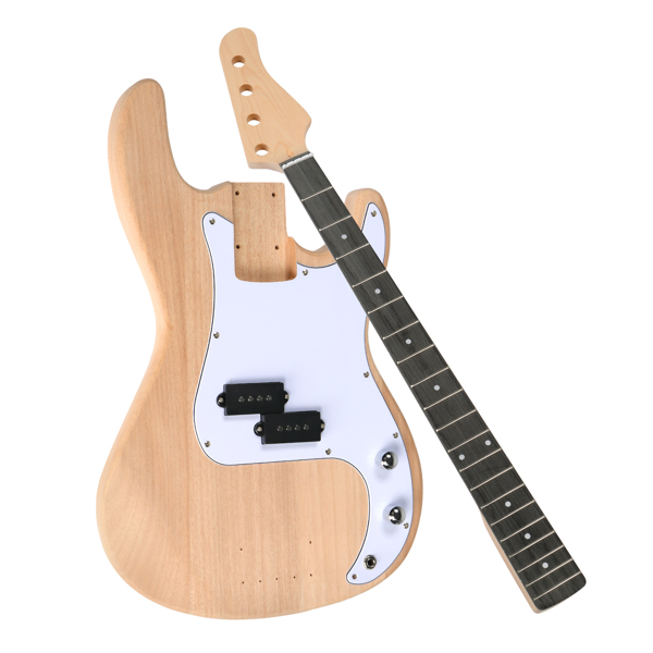 DIY 4 String GP Style Electric Bass Guitar Kits with Mahogany Body, Maple Neck and Accessories