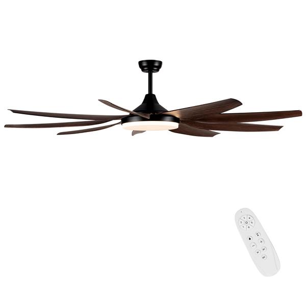 71" Integrated LED Lighting Ceiling Fan with 9 Solid Wood Blade