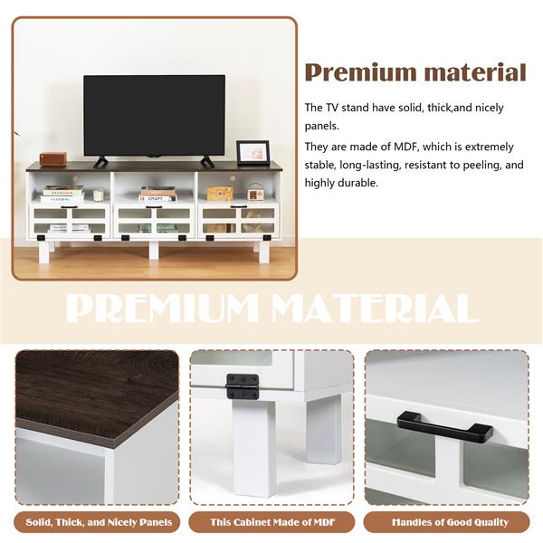 TV stand,TV cabinet,American country style TV lockers,The toughened glass door panel,Metal handles,birch legs,Turn down the drawer,can be placed in Lounge Room,Living Room or Bedroom,color:white+Gray