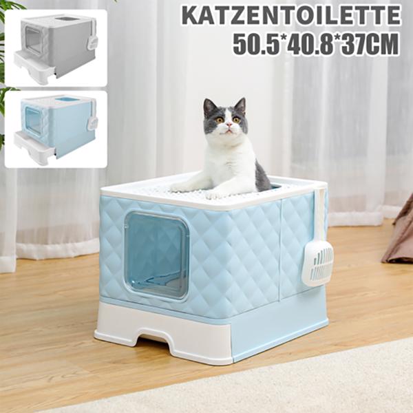 Groß Katzenklo Katzentoilette XXL mit Deckel Haubentoilette mit Schaufel 50cm