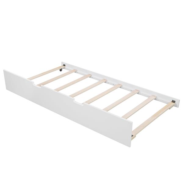 Twin Wooden Daybed with Trundle Bed  , Sofa Bed for Bedroom Living Room, White