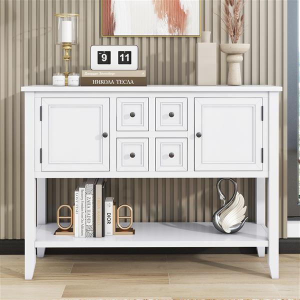 Cambridge Series  Ample Storage Vintage Console Table with Four Small Drawers and Bottom Shelf for Living Rooms, Entrances and Kitchens