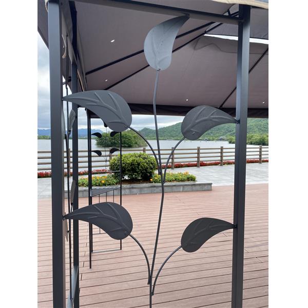 13x10 Outdoor Patio Gazebo Canopy Tent With Ventilated Double Roof And Mosquito net(Detachable Mesh Screen On All Sides),Suitable for Lawn, Garden, Backyard and Deck,Gray Top