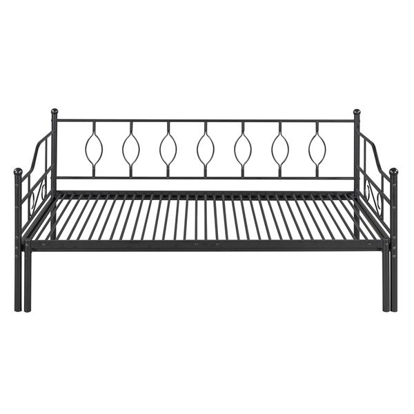 Twin Size Metal Daybed with Trundle, Daybed with Slat No Box required Black