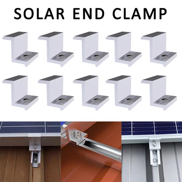 10x Modul - Endklemme 35 mm Solar PV Photovoltaik Aluprofil Befestigung Montage