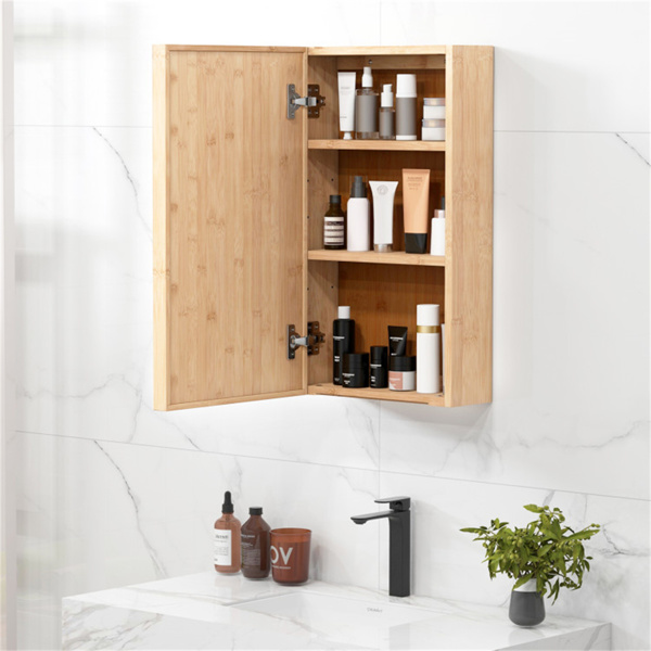 Bamboo Bathroom Cabinet with 2 Adjustable Shelves