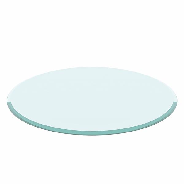 36" Inch Round Tempered Glass Table Top Clear Glass 1/2" Inch Thick Beveled Polished Edge