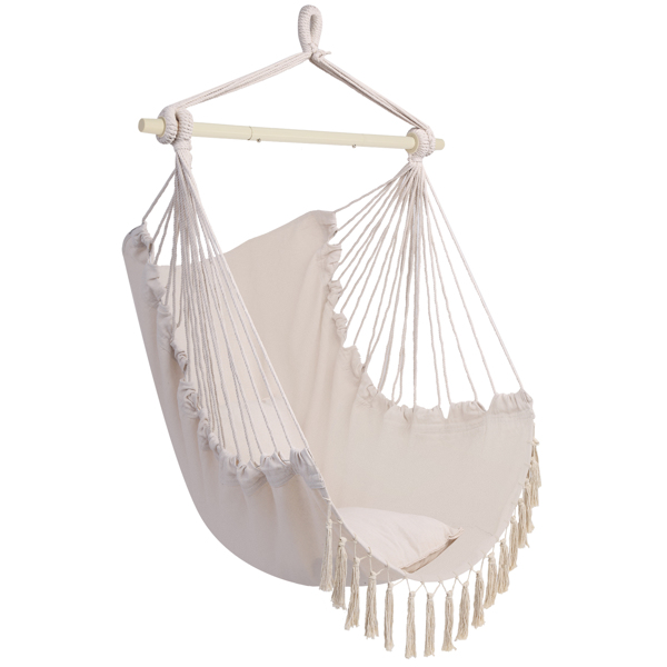 Pillow Tassel Hanging Chair Beige