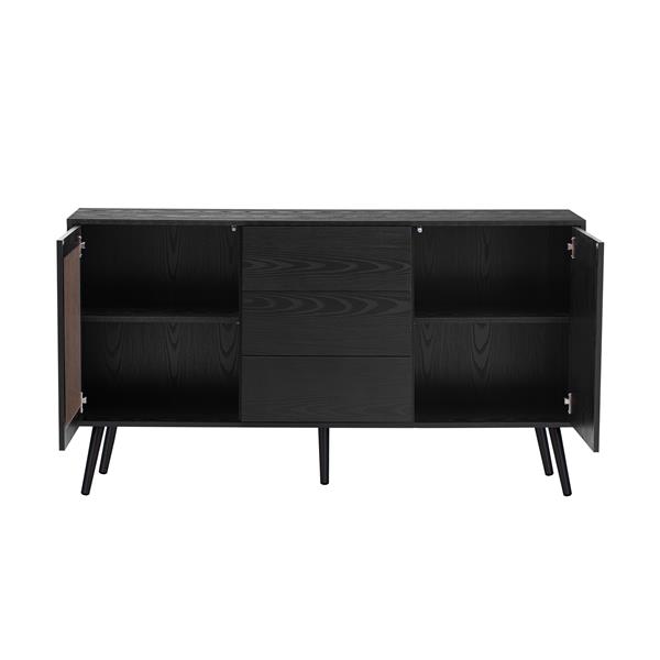 Modern Cabinet with 2 Doors and 3 Drawers, Suitable for Living Rooms, Studies, and Entrances.